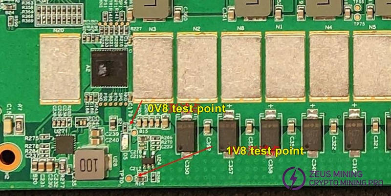 نقطه تست 1.8 ولت و 1.8 ولت برای تراشه ASIC KS0