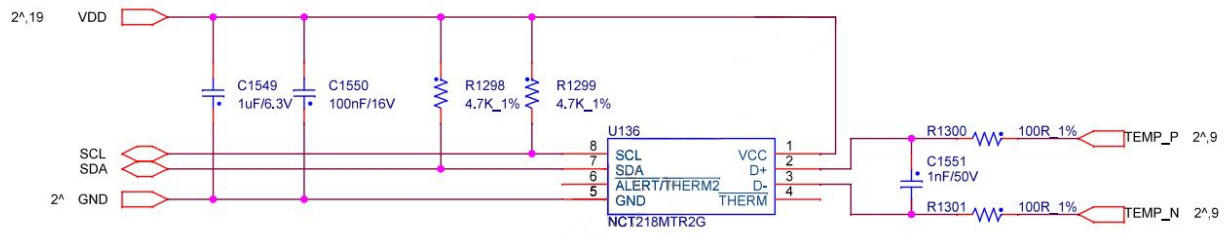 نمودار مدار سنسور دما NCT218