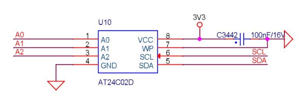 نمودار مدار تراشه EEPROM AT24C02D