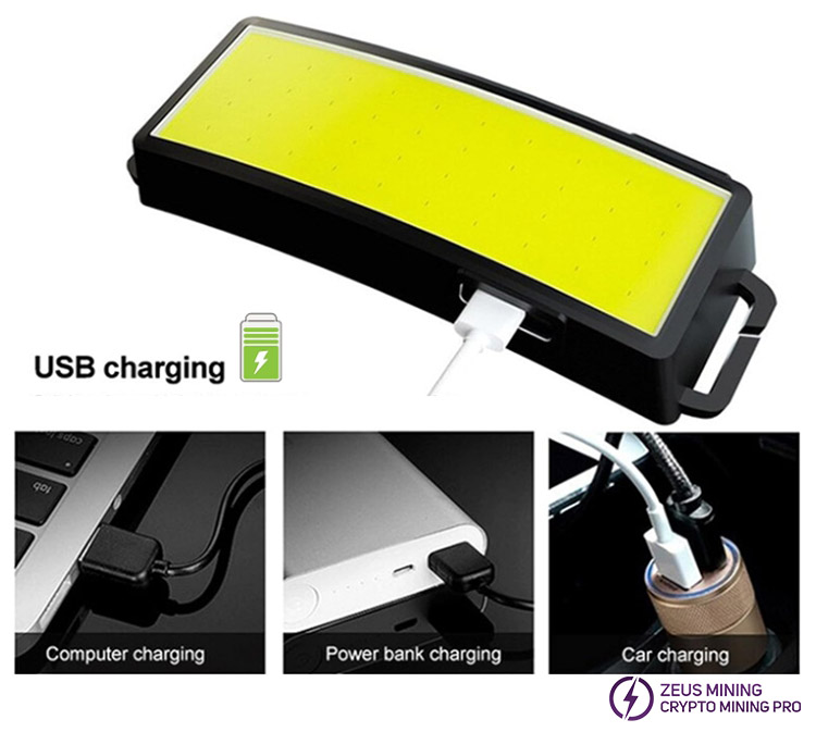 چراغ پیشانی سبک قابل شارژ COB USB