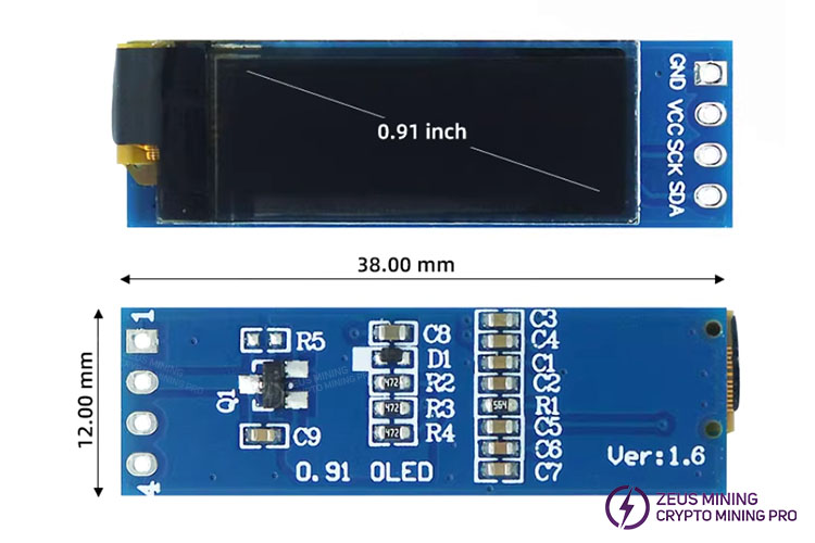 ماژول نمایشگر OLED I2C 0.91 اینچی