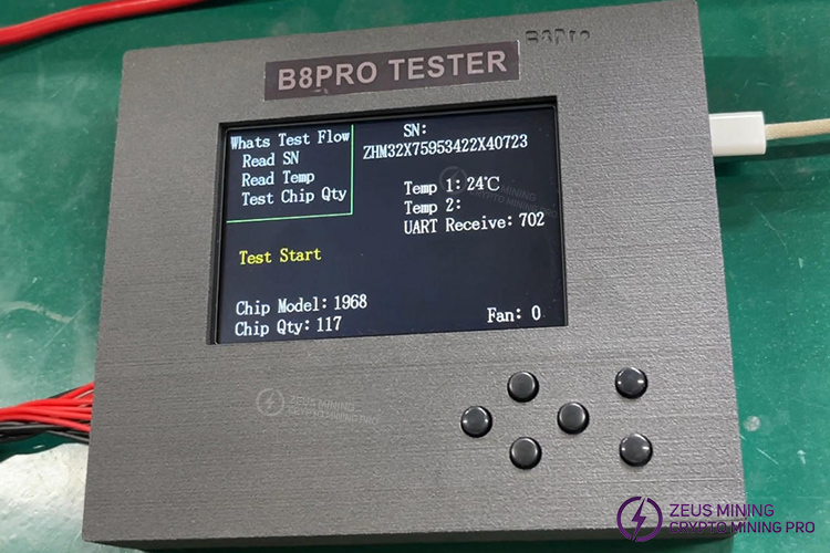 نتیجه تست هش‌برد Whatsminer با تستر B8Pro
